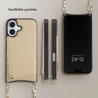 Selencia Cover per telefono Nova con cordino e portacarte Apple iPhone 16 - Beige