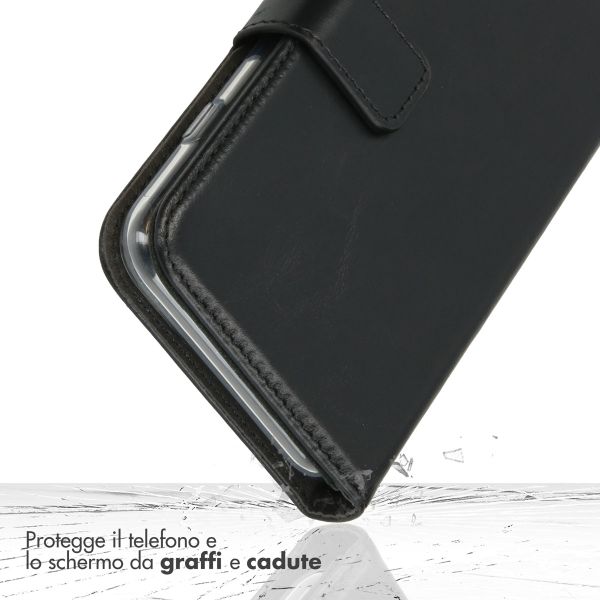 Selencia Cover a libro in vera pelle Apple iPhone 14 Pro - Nero