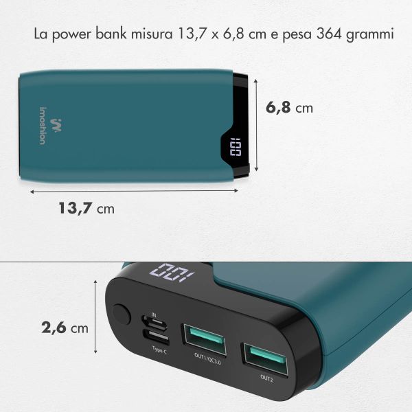imoshion Powerbank - 20.000 mAh - Quick Charge e Power Delivery - Petrol Green