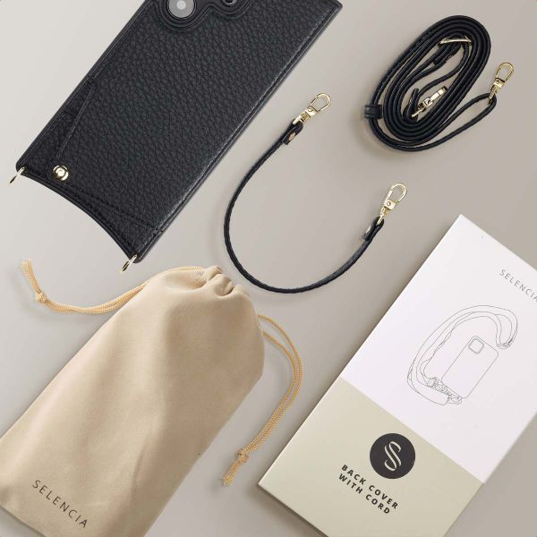 Selencia Cover per telefono Nova con cordino e portacarte Samsung Galaxy S24 Ultra - Nero