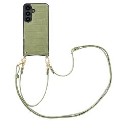 Selencia Cover per telefono Nova Croco con cordino e portacarte Samsung Galaxy S24 - Sage Green