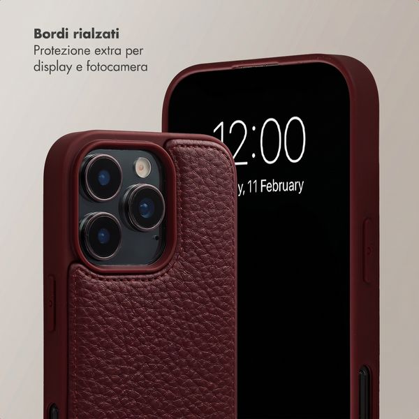 Selencia Cover per telefono Nova con cordino e portacarte Apple iPhone 16 Pro - Bold Burgundy