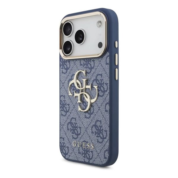 Guess Cover Posteriore con Logo 4G in Metallo Apple iPhone 18 Pro Max / 17 Pro Max - Blue