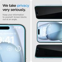 Spigen Vetro temperato privacy GLAStR EZ Fit + Applicatore - confezione da 2 Apple iPhone 16 Plus / 15 Plus