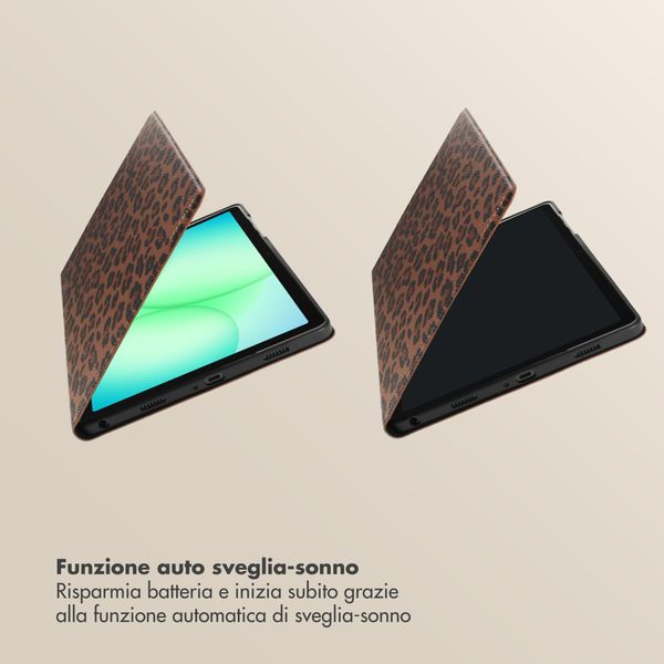 Selencia Libreria Sabi con stampa leopardata Samsung Galaxy Tab A11 Plus - Mocha Brown