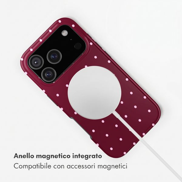 Selencia Cover posteriore Vivid con MagSafe Apple iPhone 17 Pro - Happy Dots Burgundy