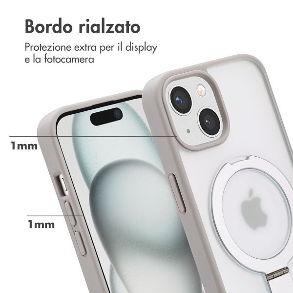 Accezz Cover con anello e supporto con MagSafe Apple iPhone 15 - Grigio