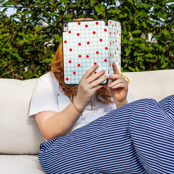 imoshion Cover Trifold Design Apple iPad 9 (2021) 10.2 pollici / iPad 8 (2020) 10.2 pollici / iPad 7 (2019) 10.2 pollici - Cherry Check