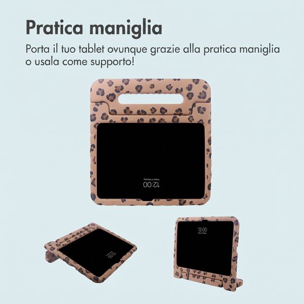 imoshion Cover Posteriore Kidsproof Design con maniglia Apple iPad 11 (2025) 11 pollici A16 / iPad 10 (2022) 10.9 pollici - Stampa pantera