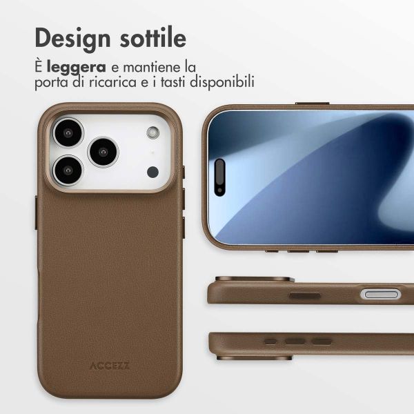 Accezz Cover in Pelle con MagSafe Apple iPhone 17 Pro - Marrone caffè