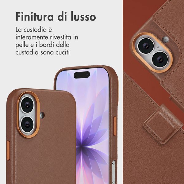 Accezz Cover in pelle 2 in 1 con MagSafe Apple iPhone 17 - Sienna Brown