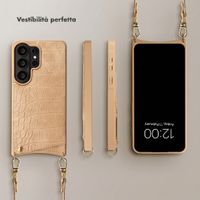 Selencia Cover per telefono Nova Croco con cordino e portacarte Samsung Galaxy S26 Ultra - Toasted Almond