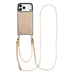 Selencia Cover per telefono Nova Croco con cordino e portacarte Apple iPhone 18 Pro Max / 17 Pro Max - Beige