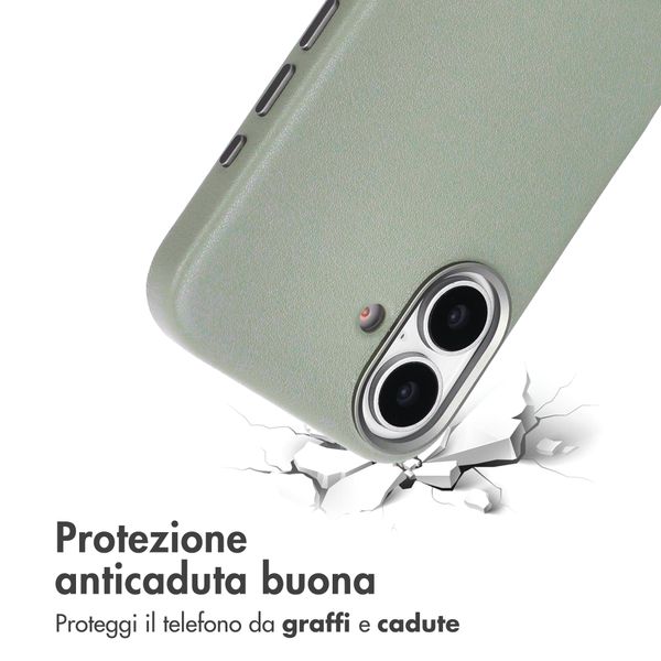 Accezz Cover in Pelle con MagSafe Apple iPhone 16 - Light Grey