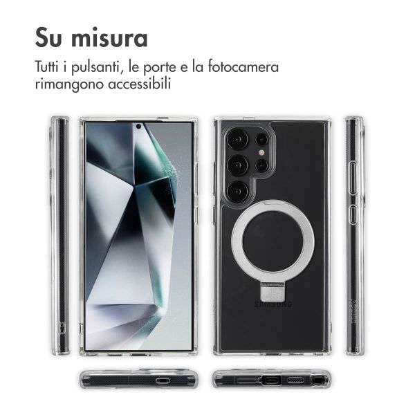 Accezz Cover con anello e supporto con MagSafe Samsung Galaxy S24 Ultra - Trasparente