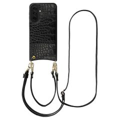 Selencia Cover per telefono Nova Croco con cordino e portacarte Samsung Galaxy A37 (5G) - Nero