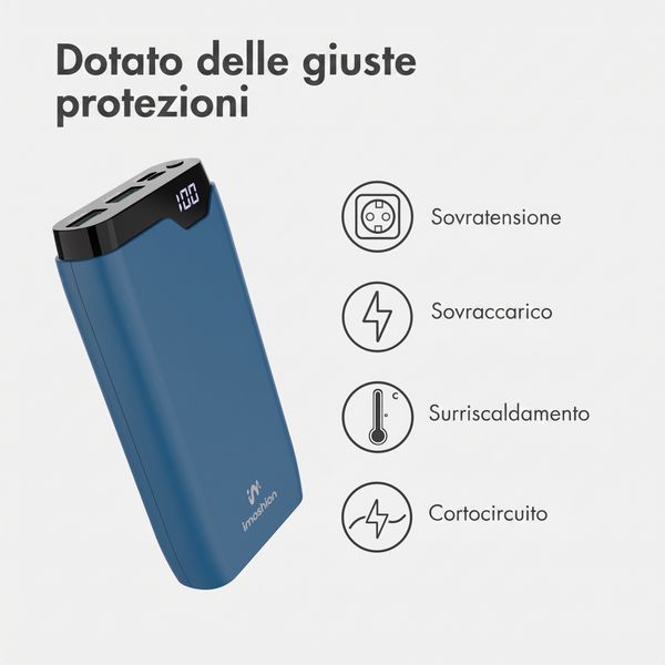 imoshion Powerbank da 20.000 mAh - Caricabatterie rapido da 22,5 W - USB-C / USB-A - Blu