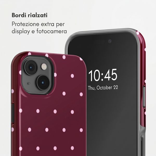 Selencia Cover posteriore Vivid con MagSafe Apple iPhone 14 - Happy Dots Burgundy