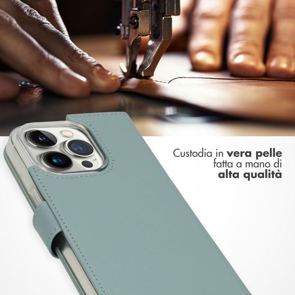 Selencia Cover a libro in vera pelle Apple iPhone 14 Pro - Air Blue