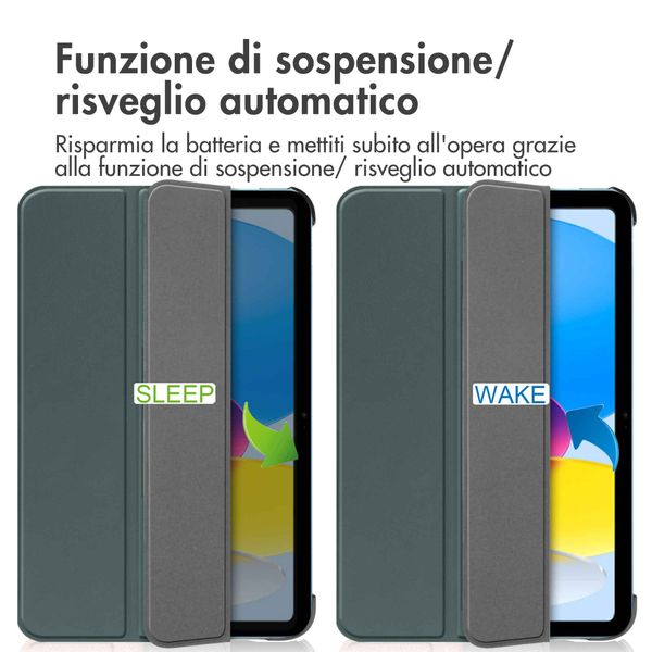 imoshion Cover a libro Trifold Apple iPad 11 (2025) 11 pollici A16 / iPad 10 (2022) 10.9 pollici - Verde scuro