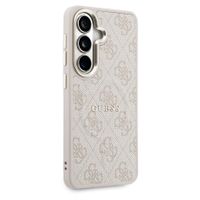 Guess Cover Posteriore 4G Leather con MagSafe Samsung Galaxy S26 - Gold Edge - Pink