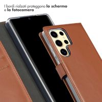 Selencia Cover a libro in vera pelle Samsung Galaxy S25 Ultra - Marrone chiaro