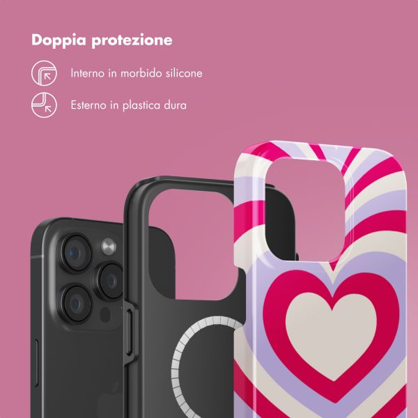 Selencia Cover posteriore Vivid con MagSafe Apple iPhone 15 Pro - Double Hearts Rubine Red Lilac