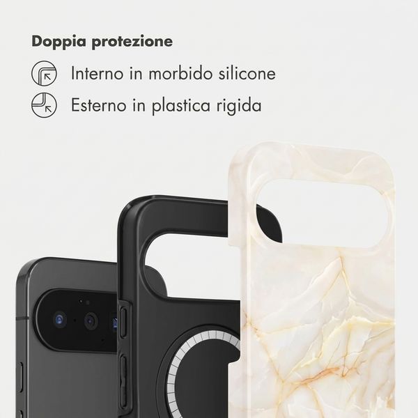 Selencia Cover posteriore Vivid con MagSafe Google Pixel 11 Pro - Golden Beige Marble