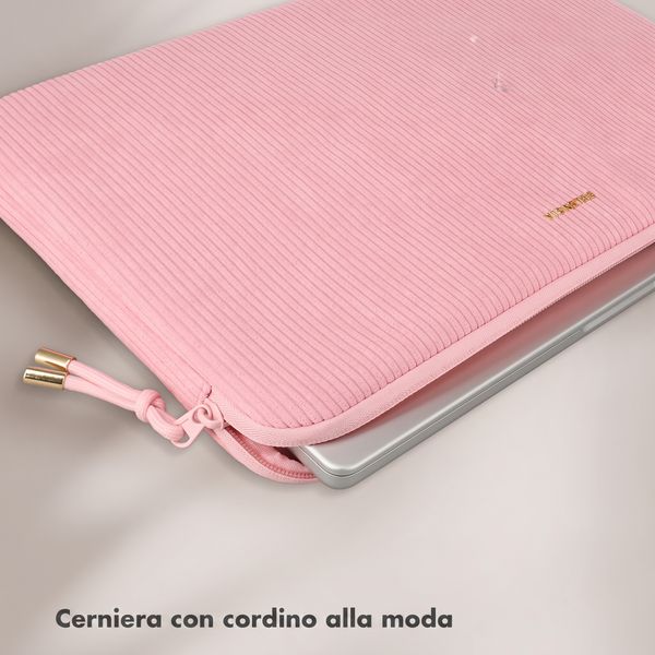 Selencia Cover per laptop in velluto a coste 15-16 pollici - Sleeve per laptop - Soft Blush