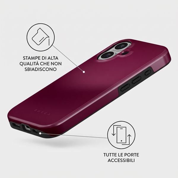 Burga Cover Posteriore Resistente con MagSafe Apple iPhone 16 - Dark Cherry