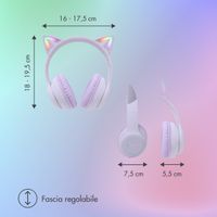 imoshion Cuffie wireless per bambini LED Light Cat Ear - Limitatore di Decibel - Con cavo AUX - Lavender Lilac
