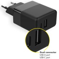 Accezz Caricatore da parete con cavo da USB-C a USB - Caricatore - 20 Watt - 1 metro - Nero