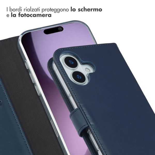Selencia Cover a libro in vera pelle Apple iPhone 17 - Blu