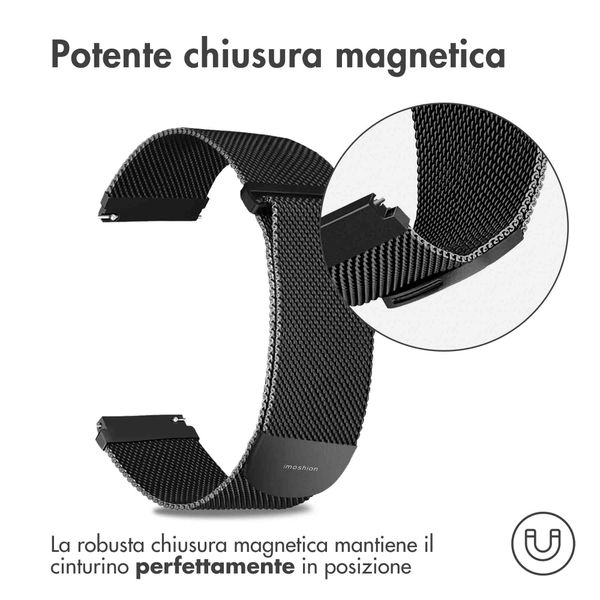 imoshion Cinturino milanese magnetico  - Attacco universale 20 mm - Taglia M - Nero
