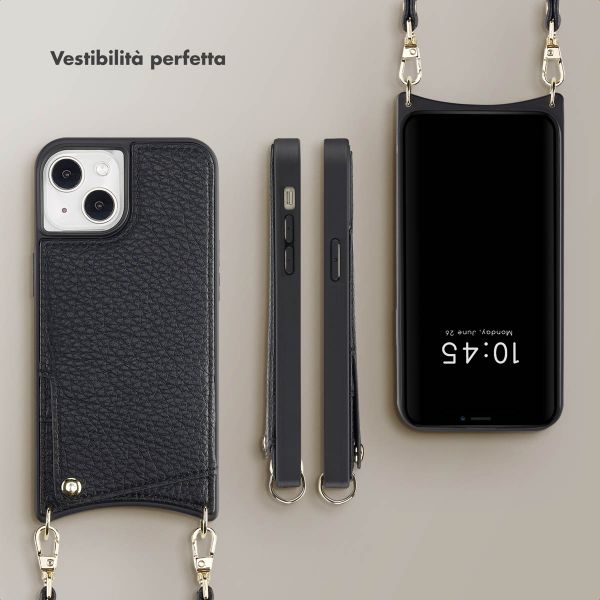 Selencia Cover per telefono Nova con cordino e portacarte Apple iPhone 14 / 13 - Nero
