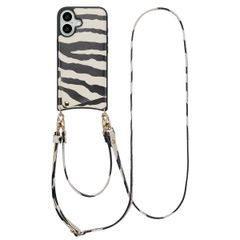 Selencia Cover per telefono Nova con cordino e portacarte Apple iPhone 16 - Zazzy Zebra