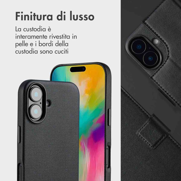 Accezz Cover in pelle 2 in 1 con MagSafe Apple iPhone 16 - Onyx Black
