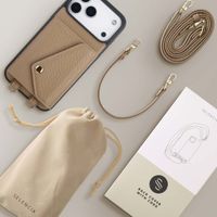 Selencia Cover per telefono Sera con cordino e portacarte a busta Apple iPhone 18 Pro / 17 Pro - Taupe