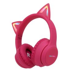 imoshion Cuffie wireless per bambini LED Light Cat Ear - Limitatore di Decibel - Con cavo AUX - Hot Pink