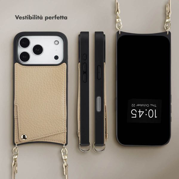 Selencia Cover per telefono Nova con cordino e portacarte Apple iPhone 17 Pro - Beige
