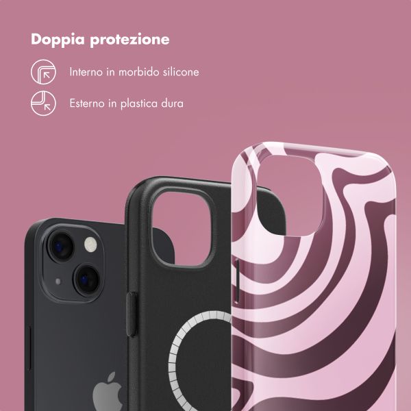 Selencia Cover posteriore Vivid con MagSafe Apple iPhone 13 - Wavy Swirl Pink Plum