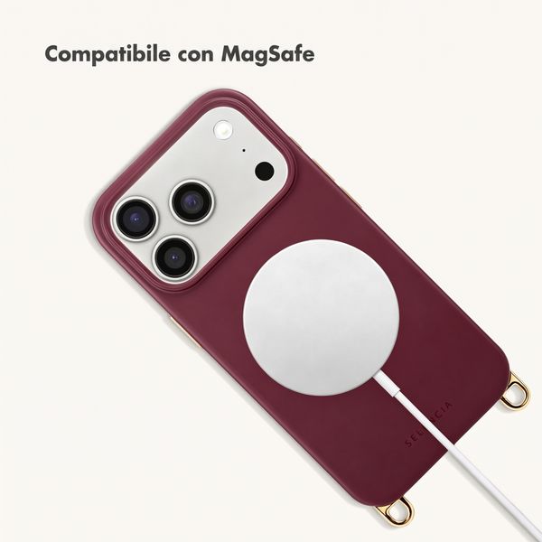 Selencia Cover posteriore Rivièra con MagSafe con ganci rimovibili Apple iPhone 18 Pro / 17 Pro - Bold Burgundy
