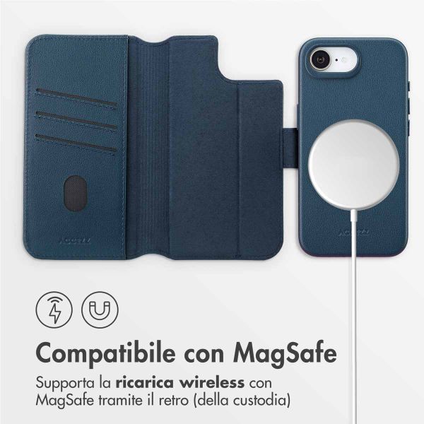 Accezz Cover in pelle 2 in 1 con MagSafe Apple iPhone 17e / 16e - Nightfall Blue