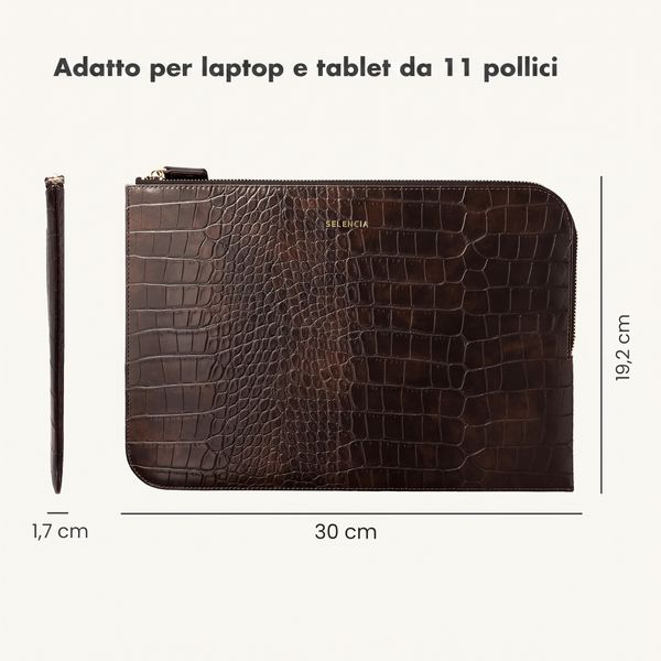 Selencia Cover per laptop / tablet Croco 11 pollici - Choco Brown