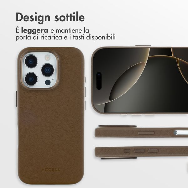 Accezz Cover in Pelle con MagSafe Apple iPhone 16 Pro - Marrone caffè