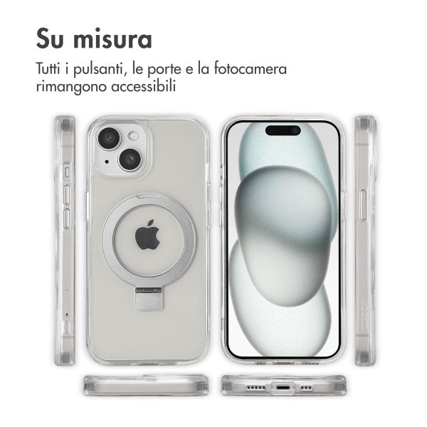 Accezz Cover con anello e supporto con MagSafe Apple iPhone 15 - Trasparente