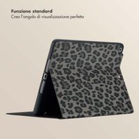 Selencia Libreria Sabi con stampa leopardata Apple iPad 9 (2021) 10.2 pollici / iPad 8 (2020) 10.2 pollici / iPad 7 (2019) 10.2 pollici - Midnight Black
