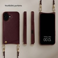 Selencia Cover per telefono Nova con cordino e portacarte Apple iPhone 16 - Bold Burgundy