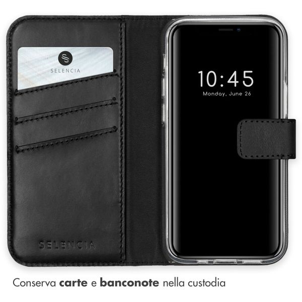 Selencia Cover a libro in vera pelle Apple iPhone 12 Mini - Nero