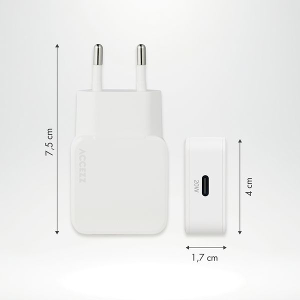Accezz Caricabatterie GaN Ultra Slim - USB-C - 20 W - Bianco